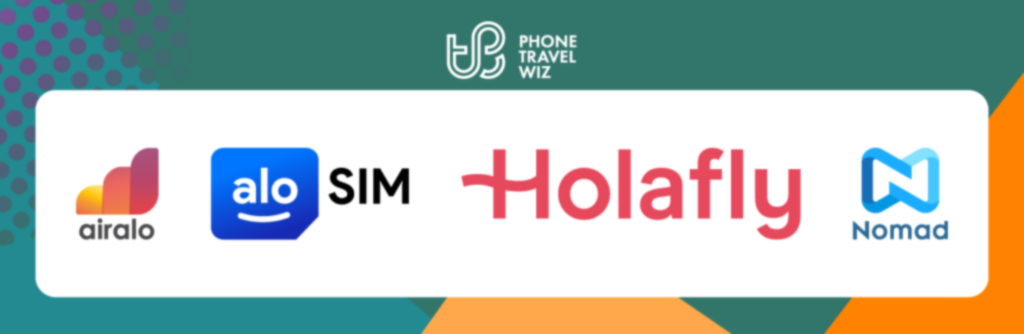 Airalo, Alosim, Holafly & Nomad Logos for eSIM Guides